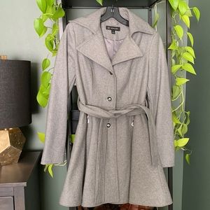 🩶NWOT INC Grey Peplum Wool Button Up Jacket